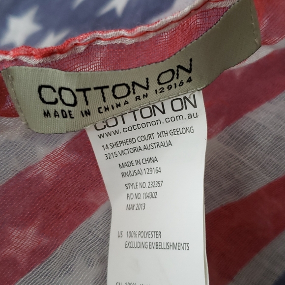 Cotton On American Flag Wrap Scarf Frayed NWT - Picture 7 of 8